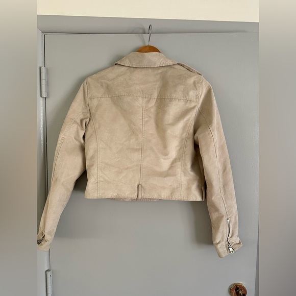 Levi’s faux suede Moto jacket in sand beige size medium - Picture 4 of 8
